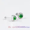 Dangle Earrings Burmese Jade 925 Silver Women Green Charms Jewelry Emerald Stone Amulet Ear Studs Gemstones Natural Accessories Charm