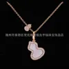 Designer Necklace VanCF Necklace Luxury Diamond Agate 18k Gold gourd necklace female green agate red chalcedony gourd chain plated with rose gold