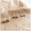Charms semplici orecchini a forma di sfera rotonda in argento sterling 925 per le donne gioielli piercing all'orecchio orecchini a bottone brincos consegna goccia fine F F Dhzpm
