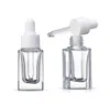 Clear Square Glass Droper Bottle Essential Oil Parfume Bottle 15 ml med WhiteBlackGoldsilver Cap9767815