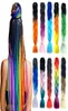 100g 24 Inch Single Ombre Color Green Pink Synthetic Hair Extension Jumbo Braiding Kanekalon Hair Bulks8495050