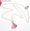 Pendant Necklaces Solid 925 Sterling Silver Fan Shed Pendant Necklace Black Agate Pink Opal Women Collaone Necklaces Jewelry272F L240309