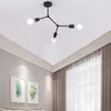 シャンデリアブラックレトロLEDノルディックシャンデリア照明ビンテージ産業天井リビングルームの寝室の家
