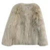 有名な社交界のFeng Xiaohua's "Jiangnan Welleny woman 2.0" silver Fox Fur Whole Skin Belly Coat Girl 397631