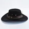 Berretti Cappelli da cowboy occidentali in pelle scamosciata artificiale per uomo Gentleman Cowgirl Cappello da jazz a tesa curva da viaggio per feste