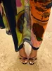 스커트 메쉬 미학적 인쇄 여성 멋진 섹시한 불규칙한 모양 독특한 스타일 사이드 레이스 의류 클럽웨어 여성 복장