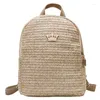 School Bags DOME Straw Women's Backpack Shoulder Crown Decorative Knitted Female