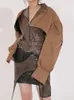 ディート2024秋と冬のファッション女性服ターンダウンカラーフルスリーブスプライスされたPUレザーパッチワークジャケットWT264 240306