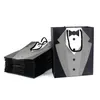 5 pieces of paper tailcoat for the groom thank you handbag black and white wedding bride party favorite groom bride maid gift packaging supplies 240309