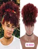 DrawString kinky Curly High Puff Ponytail Syntetiska hårförlängningar Afroamerikansk hår med lugg kort wrap clip8471462