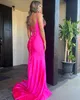 Syrena sexy bal spaghetti formalne sukienki różowe sukienki wieczorowe eleganckie podzielone pliski imprezowe sukienki na specjalne OCN