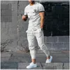 Tute da uomo T-shirt a maniche corte e pantaloni slim Tute Moda stampata Abbigliamento sportivo da uomo Primavera Estate Uomo Casual Due pezzi S Dhvuc