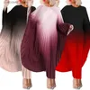 Urban Sexy Dresses Plus Size Tie Dye Loose Elegant Dress Female Batwing Pleated Prom Women Long Robe 2023 Autumn Fashion Large Size One Piece Dress L240309