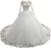 Ultimi abiti da sposa per abiti da sposa ad abito da ballo a maniche lunghe in tulle arruffata in pizzo corsetto in pizzo sul retro semplice boho vestidos de novi abiti da sposa dedes de mariee