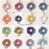 Hair Accessories 73 Color Pu Zipper Colour Headband Large Intestine Hair Ties Ropes Elastic Veet Band Girls Ponytail Pocket Scrunchies Dhtkk