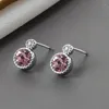 Boucles d'oreilles en argent Sterling 925, accessoires de charme pour femmes, bijoux tendance, Vintage, cadeaux de fête simples, boucle d'oreille en pierre de couleur bleu rose