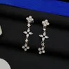 Met diamanten luxe merk stud zilveren kleur lange koperen paar oorbellen voor vrouwen dame geschenken