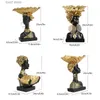 Decorative Objects Figurines NORTHEUINS Resin Black African Woman Storage Figurines for Interior Exotic Figure Statues Desktop Entrance Keys Container Decor T24
