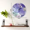 Wall Clocks Watercolor Flower Purple Chrysanthemum Kitchen Desktop Digital Clock Non-ticking Creative Childrens Room Watch