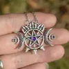 Collares pendientes Sigilo de Hécate Collar de pentagrama de triple luna Joyería gótica WiccaCollares colgantesColgante253s