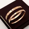 Conjunto de pulseira e anel de joias de marca sem manchas, pulseira de aço inoxidável com parafuso de punho feminino, pulseira de ouro