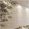 Adesivi murali 3D Piastrelle Pannello Stampo Adesivi murali in gesso Soggiorno Carta da parati murale Impermeabile Bianco Nero Adesivo Bagno Cucina Dro Dhk7E