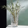 花瓶のリリーフテクスチャガラス花瓶クリエイティブハイドロポニックフラワーポットデスク装飾人工花の装飾的な花のアレンジメントVase L240309