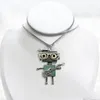 Pendentif Colliers DIY Robot En Bois Collier Unisexe Clavicule Chaîne Punk Sautoirs Pour Femmes