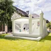 Maison gonflable blanche de 15 x 13 pieds avec souffleur, piscine à balles, grand château gonflable pour fête d'anniversaire, mariage, événement, maternelle