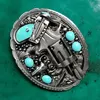 1 datorer Retro Western Cowboy Turquoise Bead Belt Buckle For Men Kvinnor Fit 4cm breda jeansbälten Head2620