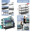 Andra sportvaror Yoga Mat Storage Rack Hem Gym Träning Tillbehör Arrangör med korgar och krokar Drop Leverans Sport utomhus DHDNS