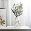 Vasi Vaso in ceramica nordica a forma di cuore per le spose Regalo di nozze Pampas Erba Soggiorno camera da letto Decorazione della casa Nero Bianco L240309