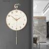 Relógios de parede Relógio de parede de luxo Digital Home Sala de estar Interior Design Nordic Cobre Deer Decorações Pêndulo Eletrônico Relógios de Parede Decoração T240309