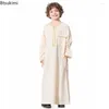 Ethnic Clothing 2024 Dubai Arab Muslim Kids Boys Clothes Abaya Caftan Robes Islamic Ramadan Oman Arabic Qatar Child Kaftans Costumes