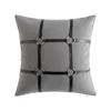 Simple Pillow Case Creative Leather Patchwork Nordic Sofa Cushion Bay Window Bedroom Cushion Houndstooth Gray Horse Head Light Luxury Pillow Cover