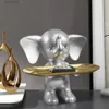 Obiekty dekoracyjne figurki Ozdoby domowe posąg słoni wystrój Klucz Tacka magazynowa salon z stołem do przechowywania żywica dekoracyjna rzeźba