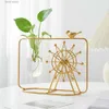 Vases Aesthetic Decor Home Living Room Accessories Bathroom Plant Hydroponic Vase Terrarium Ferris Wheel Glass Vases for Flowers Gift T240309