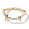 أعلى جودة bling cz stone pike prolnis tennis bracelets Spring Buckle Black Zirconia diamonds Leopard Bracelet for Men hip-hop ins mens mens pulsera