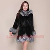 Haining Autumn and Winter New Women's High End Fashion Hooded Mid Length Rabbit Hair Fox Fur Coat 502027