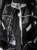 Nerazzurri Spring Summer Short White and Black Patchwork Shiny Patent Leather Jacket Women Adult's Womens Pu Leather Croped Top 240228