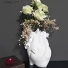 Vase Heart Shape Flower Vase Desktop Reisn Plant Pot Sculpture Model Art Vase for Home Decor Bedroomカウンタートップオーナメントギフトl240309