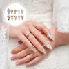 10 Pcs Vintage Open Nail Set Womens Rhinestones for Nails Finger Rings Alloy Crystal Kit 240307