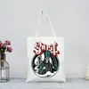 Shopping Bags Ghost Band Aesthetic Grunge Metal Bag Shopper Eco Canvas Cotton Bolsas De Tela Shoping Reusable Sacolas