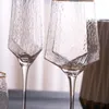 Tumblers Withered Creative Hammer Pattern Gold Edge Glass Cup Nordic Vintage Crystal High Foot Champagne Wholesale