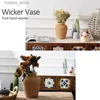 Vases er Basket Rattan Hanging Flowerpot Flower Basket Storage Basket er Vase Rustic Woven Flower Basket Pot L240309