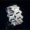 Wholesale 14k 18k Vvs Moissanite Cuban Link Rings Hip Hop Style 925 Silver Iced Out Diamond Six-pointed Cross Ring Jewelry Men