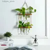 Vaser ins vägg hängande glasblomma knopp vas med trä teströrhållare för förökning hydroponic växtplanter terrarium container l240309