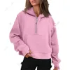 Luluemons Leggings Hoodie Autumnyoga Suit hoodie Half Zip Women's Sports Sweater Jacket Fitness Short Plush Coat Sweatshir 4