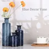 Vases Bleu Vases en céramique ensemble 3 bleu petit Vase ferme pays bleu Vases décor à la maison salon décoration Table décoration moderne L240309