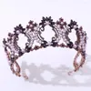 Haarspangen Barock Bronze Schwarz Lila Kristall Perle Runde Braut Tiaras Kronen Strass Diadem Braut Stirnbänder Hochzeitsaccessoires